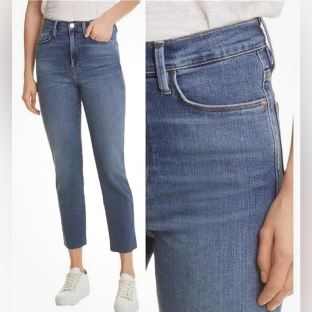 Frame Le Sylvie Slender Straight Jeans Raw Hem Bonhill